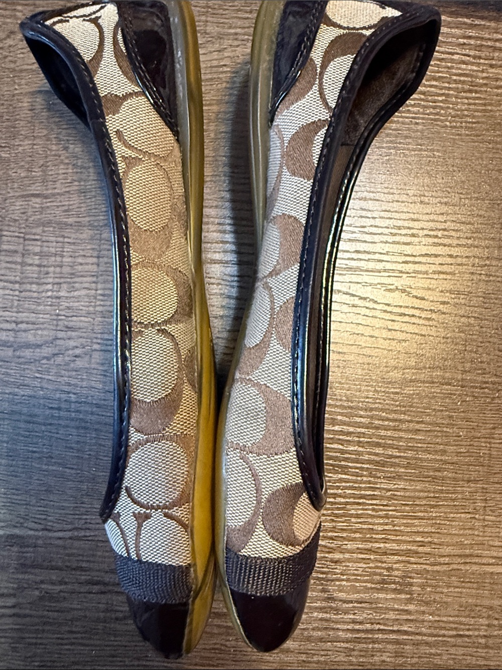 Coach Brown and Black Signature Canvas Ballet Flats - Picture 3 of 5